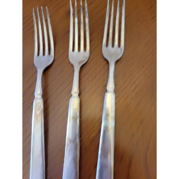 Lot of 3 Vintage Antique 1857 A S CO. # 16 Silvertone Flatware Dinner Forks - Picture 3 of 6